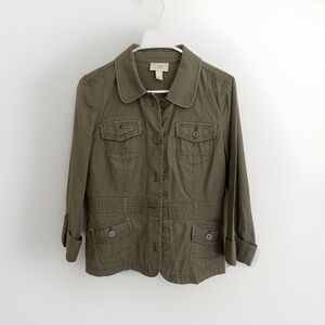 LOFT Olive Green Button-Up Jacket